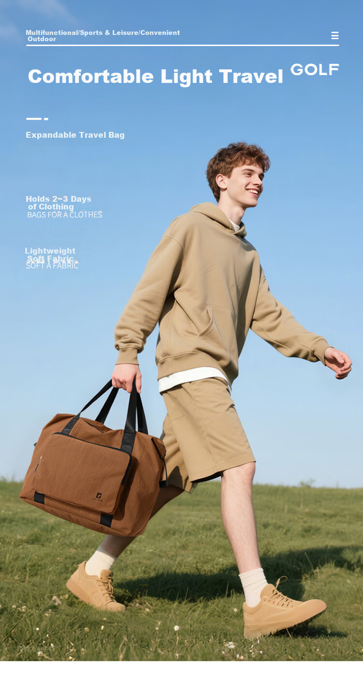 GOLF Lightweight Foldable Travel Bag Large Capacity Luggage Duffle Bag Unisex Outdoor Fitness Sports Bag Business Trip Travel Handbag 2