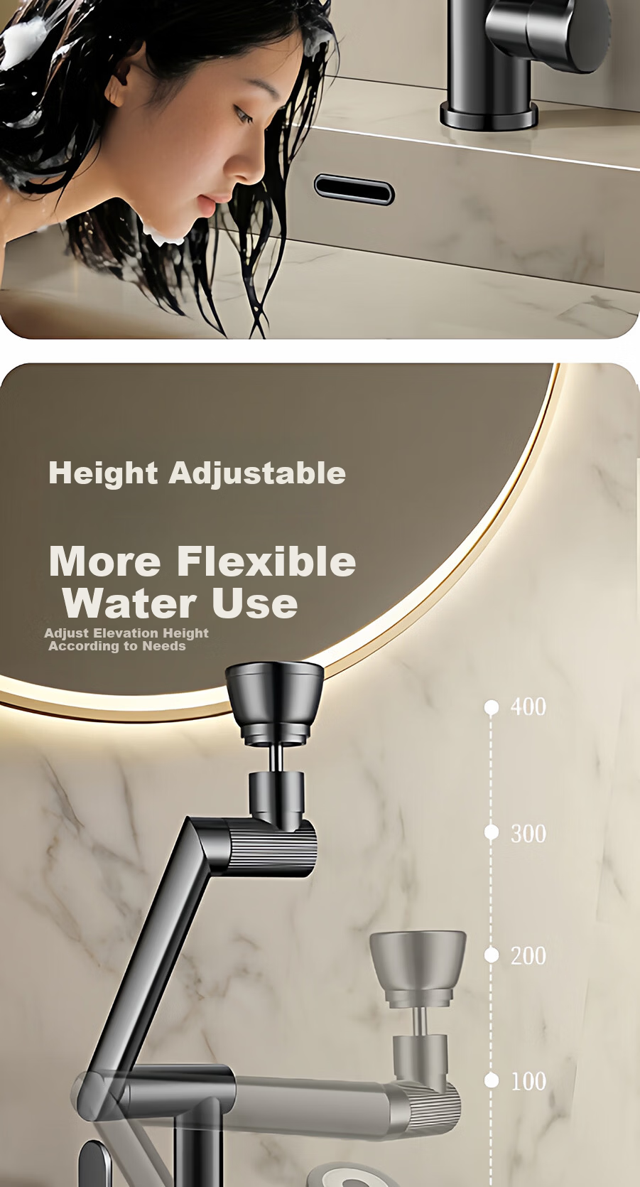 Baihan Basin Faucet Bathroom Sink Faucet Hot and Cold Water Two-in-One 9