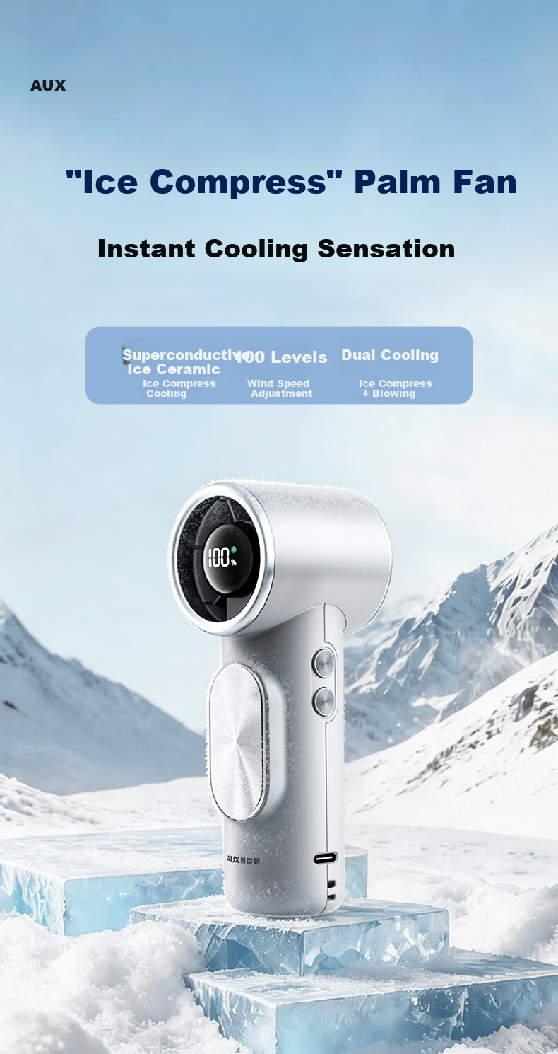 AUX Handheld Portable USB Mini Fan Long Battery Life Quiet High-Speed Energy-Saving Rechargeable Office Cooling Fan 1