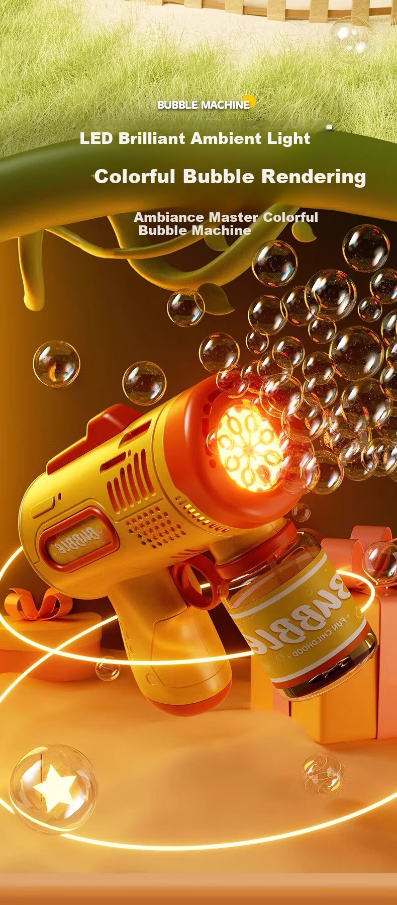 Guou Children's Multi-Hole Bubble Machine Bubble Gun Toy Small Steel Cannon Fully Automatic Electric Leak-Proof Children's Day Gift 5