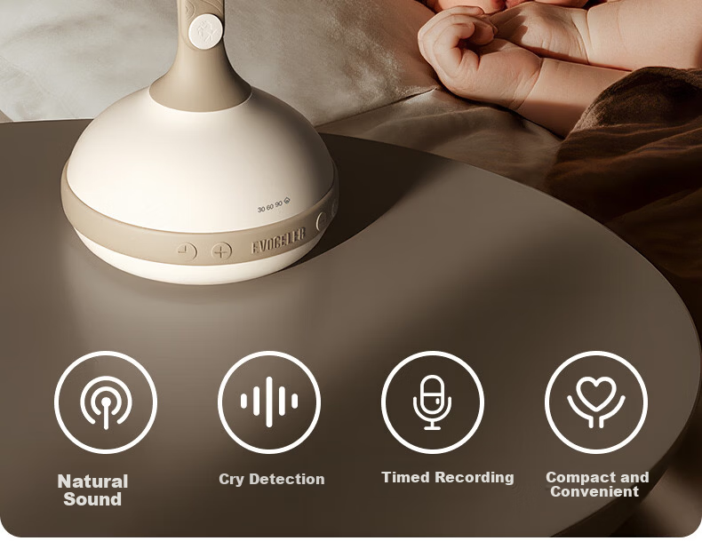 EVOCELER UK Baby Soothing Sleep Device 0-6 Months Portable White Noise Machine Sleep Aid Music Sleeper 3