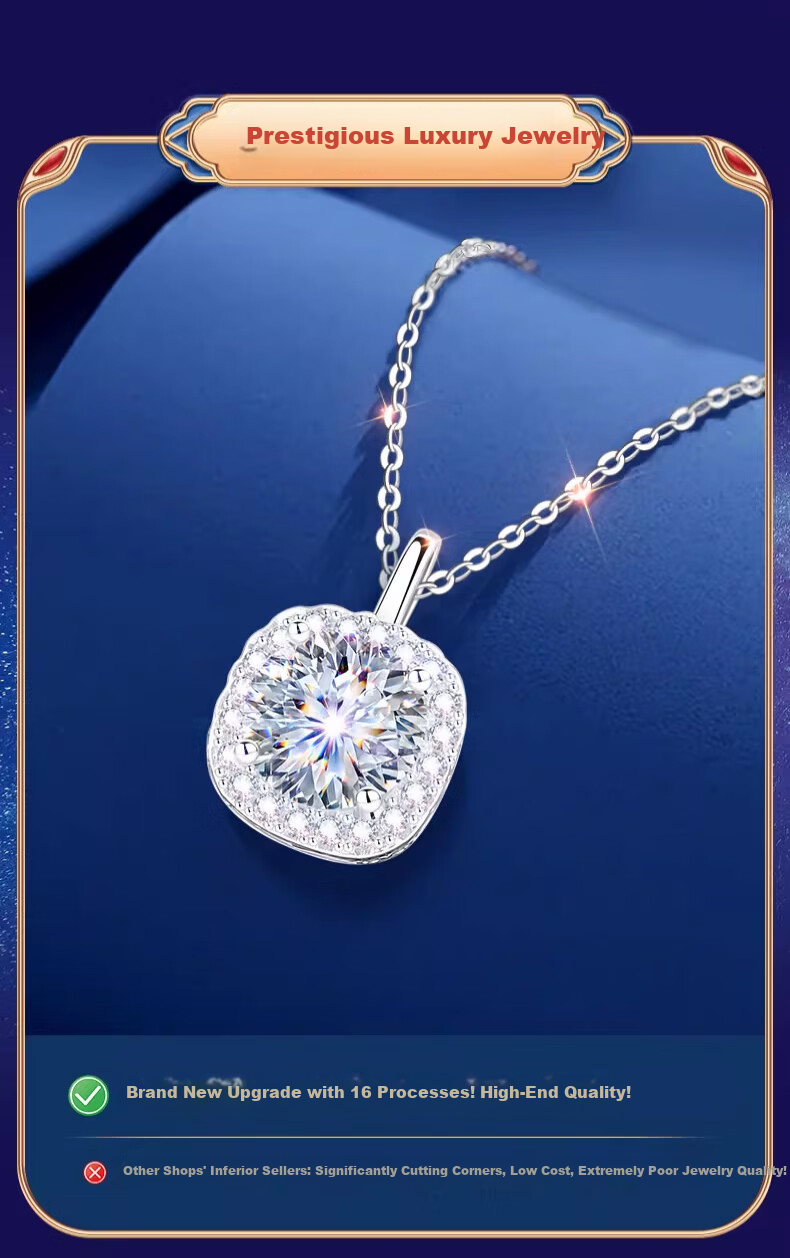 Kovny [With GRA Certificate] Pure Silver Small Sugar Cube Necklace for Women with Moissanite Pendant Birthday Valentine's Day Gift for Girlfriend 4