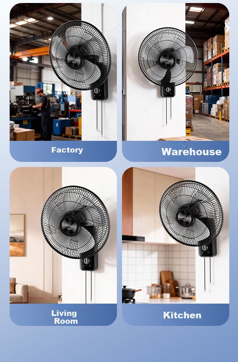 DIAMOND Wall-Mounted Oscillating Fan Home Living Room Wall Fan Industrial High-Power Wall-Mounted Fan for Dormitory Restaurant School Shop ZM 14