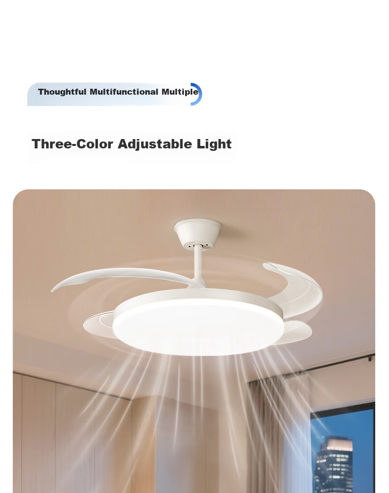 Dell Fan Light Puri Eye Protection LED Invisible Blades Dining Bedroom Remote Dimming Integrated Bladeless Ceiling Fan Light Zhongshan 7