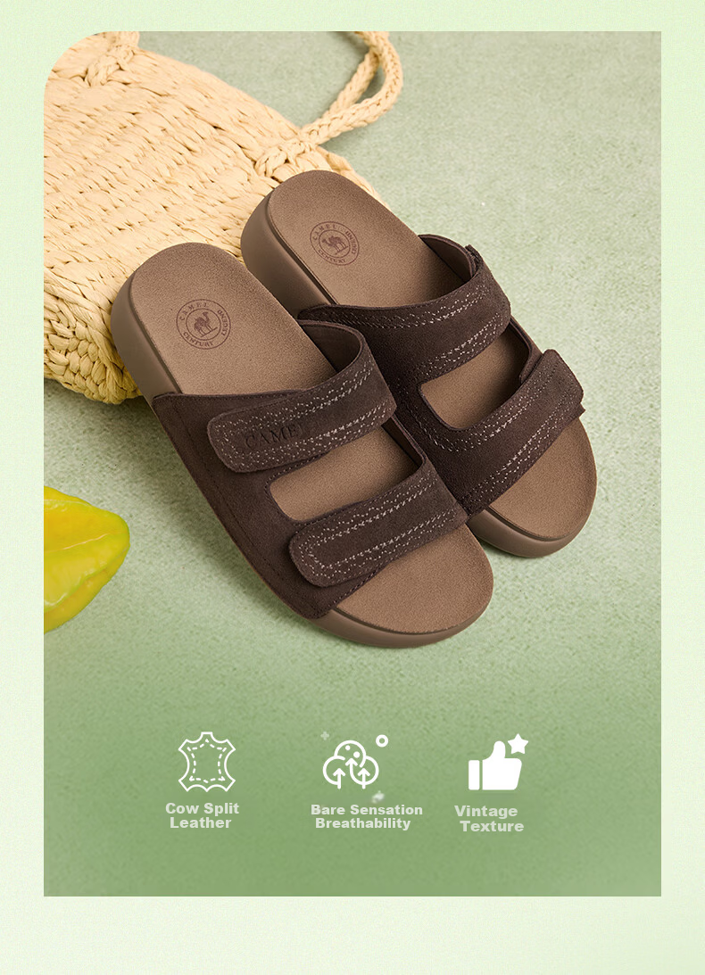 CAMEL Women's Casual Double Strap Sandals L26M504056 Coffee Color Size 37 5