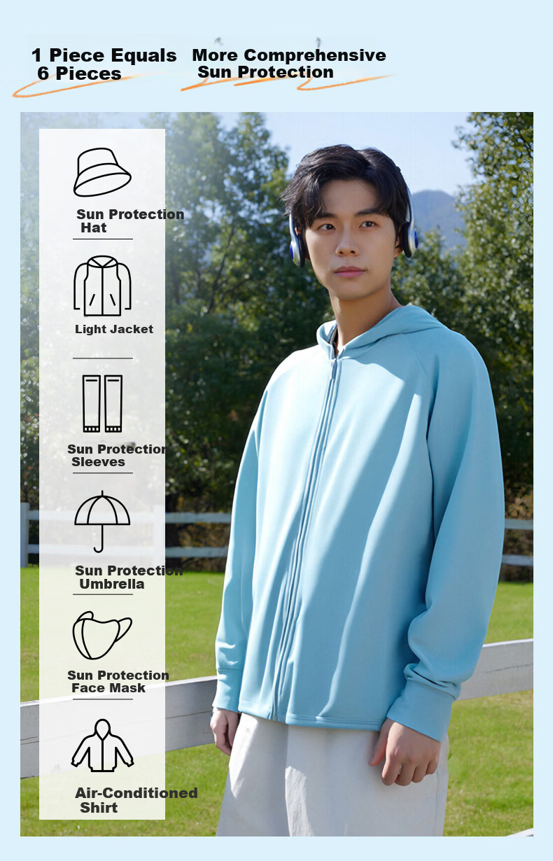 JEANSWEST LIFE Men's Summer Solid Color Cooling Sun Protection Jacket Sports Quick-Dry Breathable Moisture-Wicking High Elastic Wrinkle-Resistant Jacket C 3