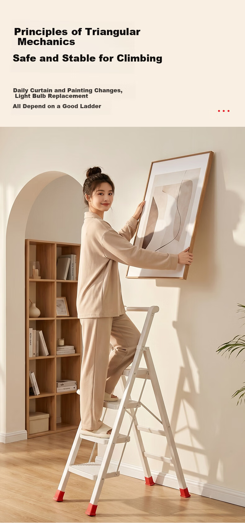DU PONT Household Folding Multi-Functional A-Frame Ladder, Thickened 4-Step Small Step Stool for Moving and Climbing 5