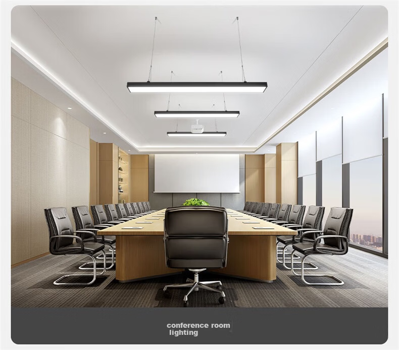 NVC LED Pendant Linear Light Office Mall Store Minimalist Iron Frame Black 50W Cool White 9
