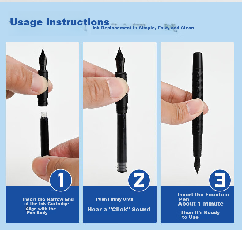 Ostrich Heat-Erase Thermal Ink Cartridge Fountain Pen Refill Compatible with Parker, Hero, Deli, M&G 3.4mm Ink Cartridges Crystal Blue Erasable Ink Cartridge Box Set (10+2) 6
