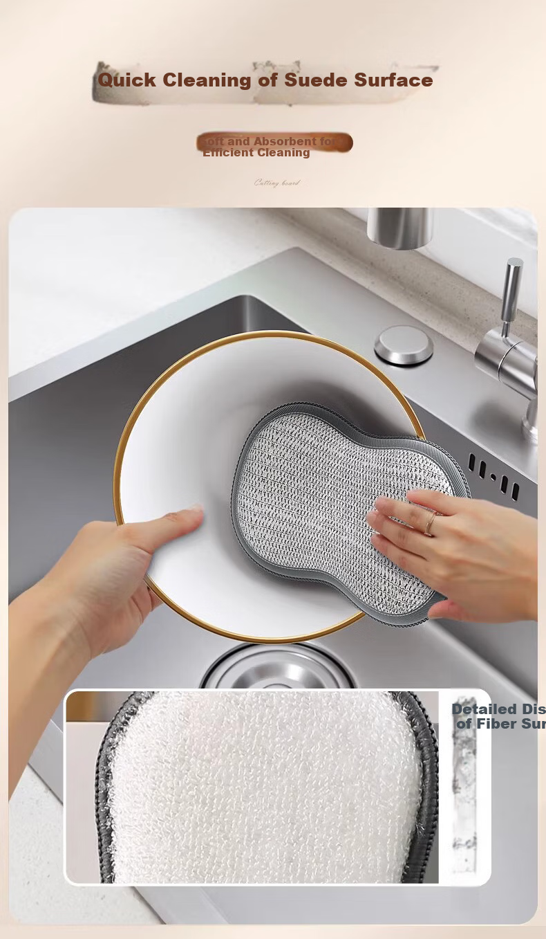 Besnay Long Handle Pot Cleaning Brush with Suction Cup Non-Stick Pan Scrubber Kitchen Dishwashing Brush 4
