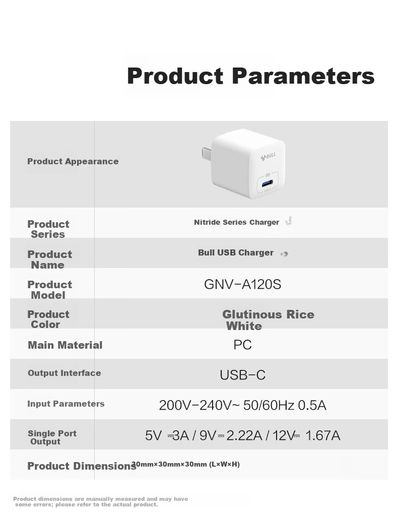 BULL Apple Fast Charger GaN Original PD20W Charging Head for iPhone 16/15/14/13 - Yuanfeng Blue 10