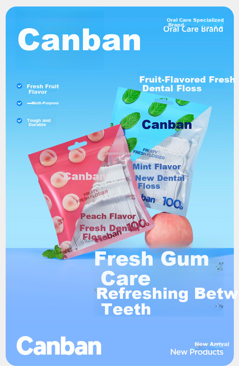 Canbebe Dental Floss Clean Teeth Gap Refreshing Mint Flavor Double-Ended Deep Oral Cleaning 100pcs 1