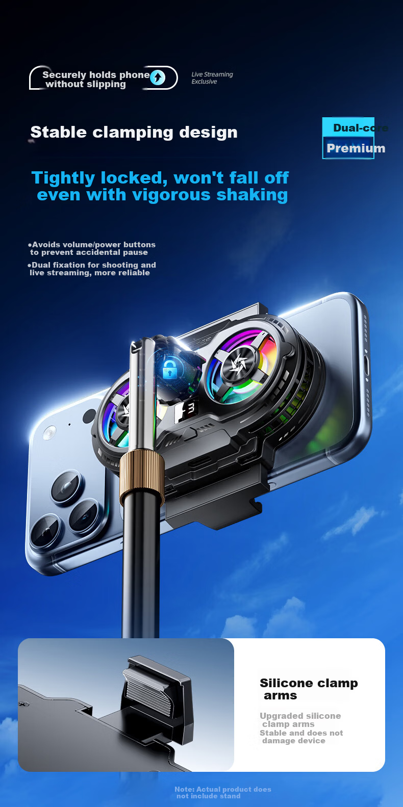 STEK Dual-Core Cooling | Smart AI Temperature Control Mobile Phone Cooler Live Streaming Cooling Device Semiconductor Cooling Back Clip for Apple iPhone 17 9