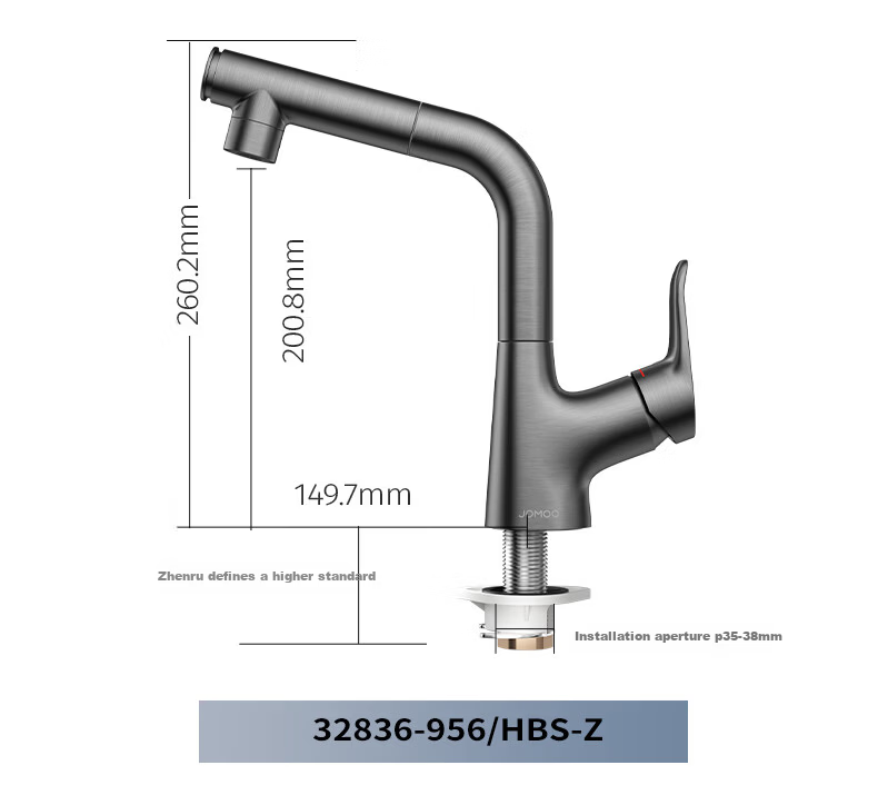JOMOO Basin Faucet Gun Gray Pull-Out Hot and Cold Full-Range Bathroom Sink Faucet 32710-649/HBS-Z 29