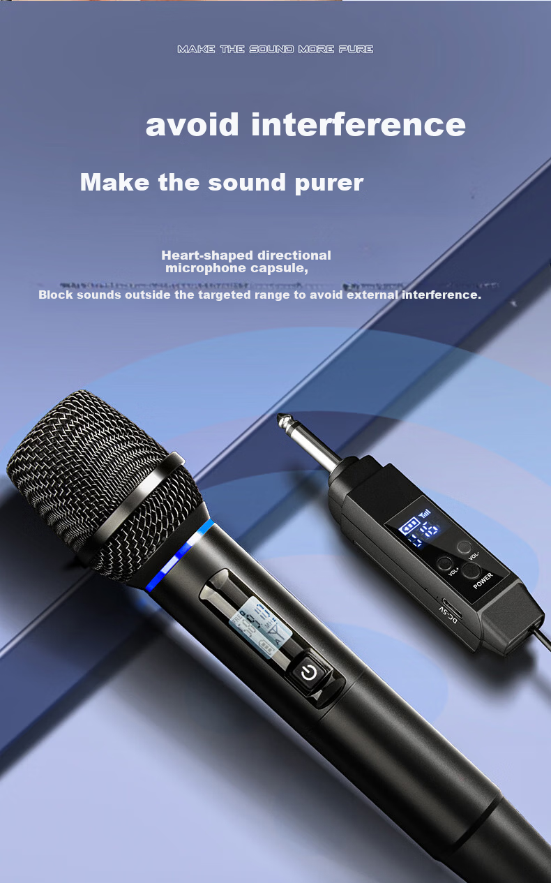 Depusheng K15 Wireless Microphone One-to-Four Portable Karaoke Microphone for Square Singing KTV Home Stage Hosting Conference Speech Live Outdoor Event Computer Karaoke Rechargeable Anti-Howling Pick 5