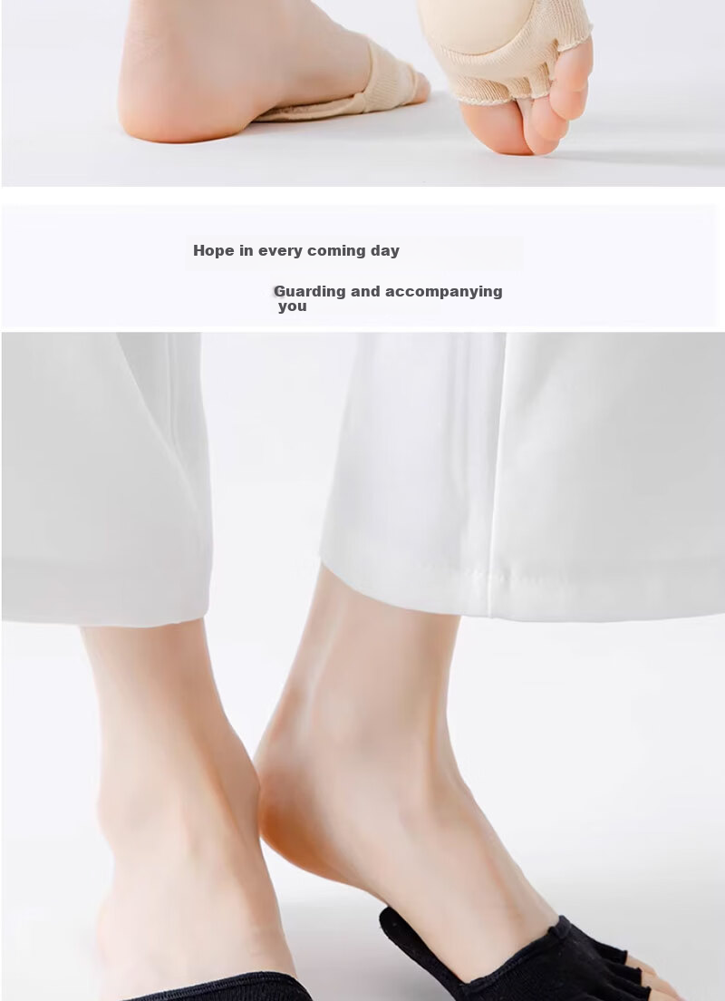 Yimian Women's Summer Thin Half-Toe Cotton Socks Five-Toe Front Foot Half Palm Socks High Heel Socks 5 Pairs TT 11