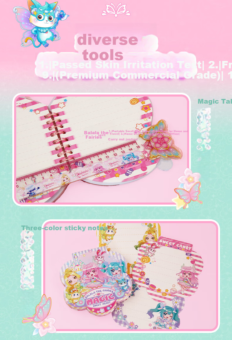 AULDEY Balala Little Magic Fairy DIY Diary Gift Box Plush Neutral Pen Bookmark Girls Stationery Pretend Play Birthday Gift 5