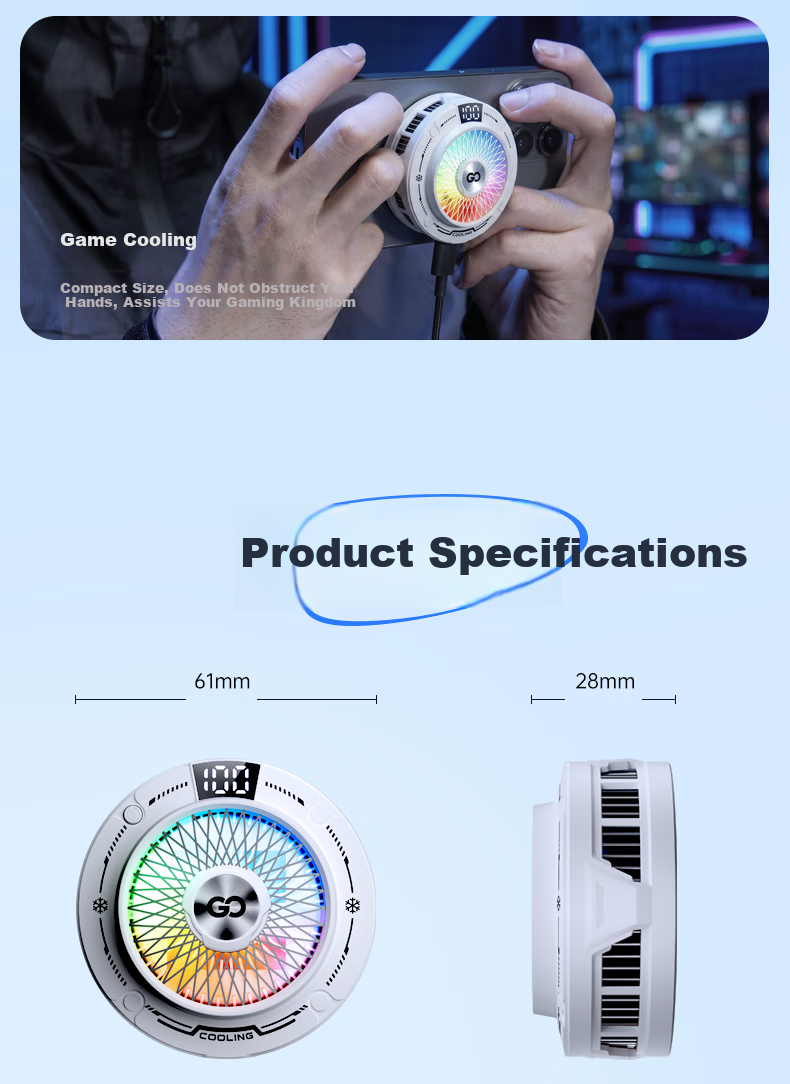 Zhiguozhe Wind-Suction 100-Level Magnetic Cooling Phone Cooler Ice-Making Semiconductor Cooling Clip for Gaming and Live Streaming Compatible with Apple 32