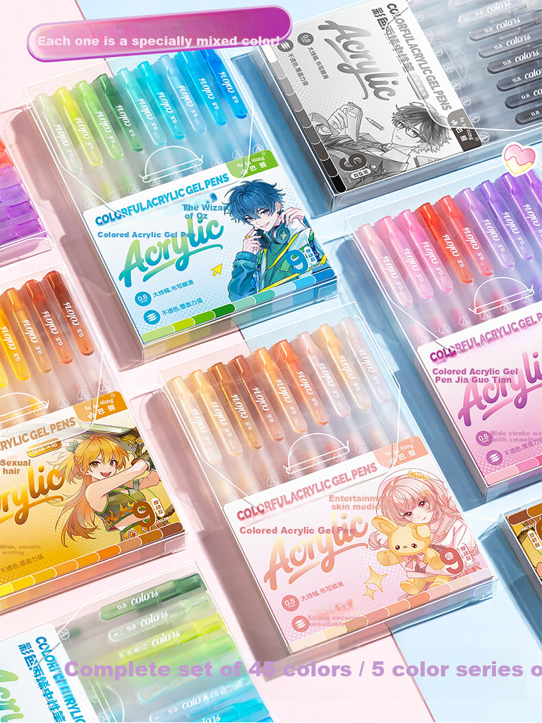 Kaba Bear Hand Account Pen Colorful Acrylic Gel Pen Full Set Large Capacity Skin Tone Press Animation Art Student Middle and Primary School Note Highlight Pen Non-Chromatic Sequence 3