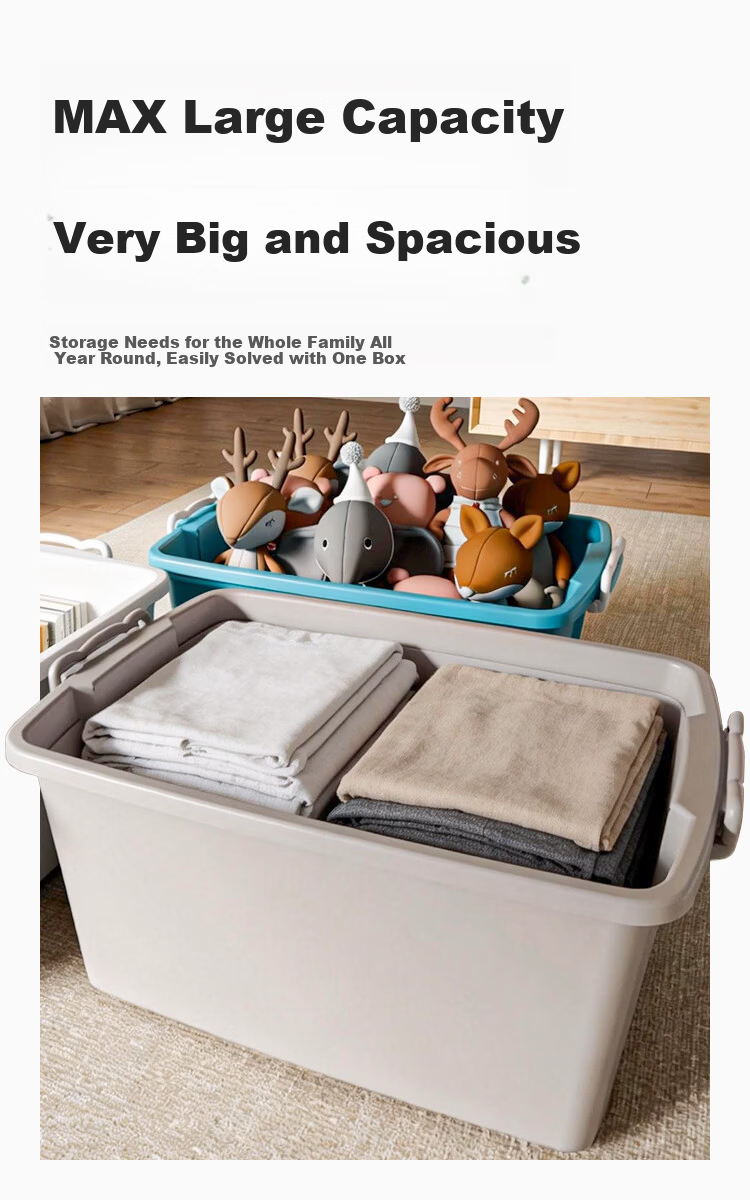 JD Jingzao Large Clothes Storage Box Organizer Plastic Toy Storage Car Trunk Storage Bin 65L White 4