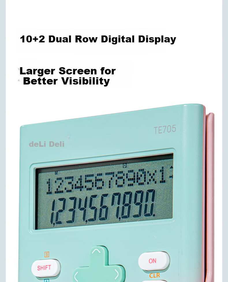 Deli Fashion Function Calculator Dual-line LCD Large Screen 240 Functions Exam Calculator (Suitable for Middle and High School) Gradient Pink TE705 5
