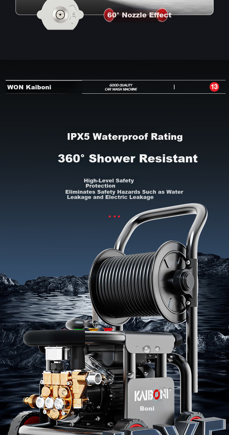 KAIBONI High Pressure Washer 220V High Power Car Wash Pump for Home and Commercial Use Farm and Garden Cleaning 14
