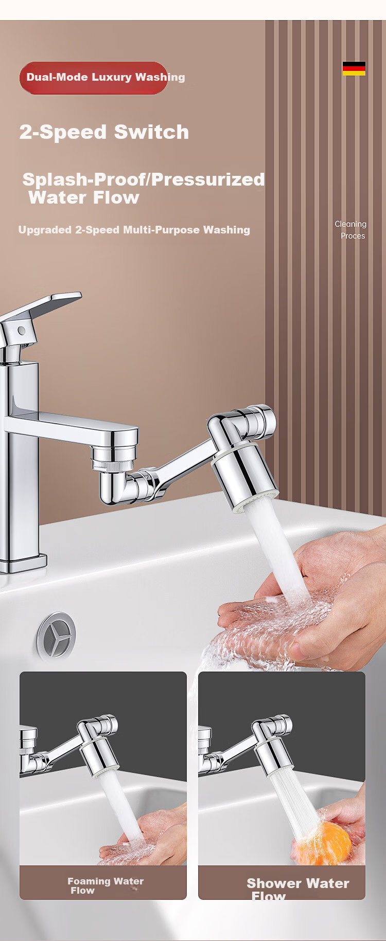 Taoshi Universal Faucet Extender Splash-Proof Aerator Basin Faucet Spout with 1440° Rotatable Joint Mechanical Arm 8