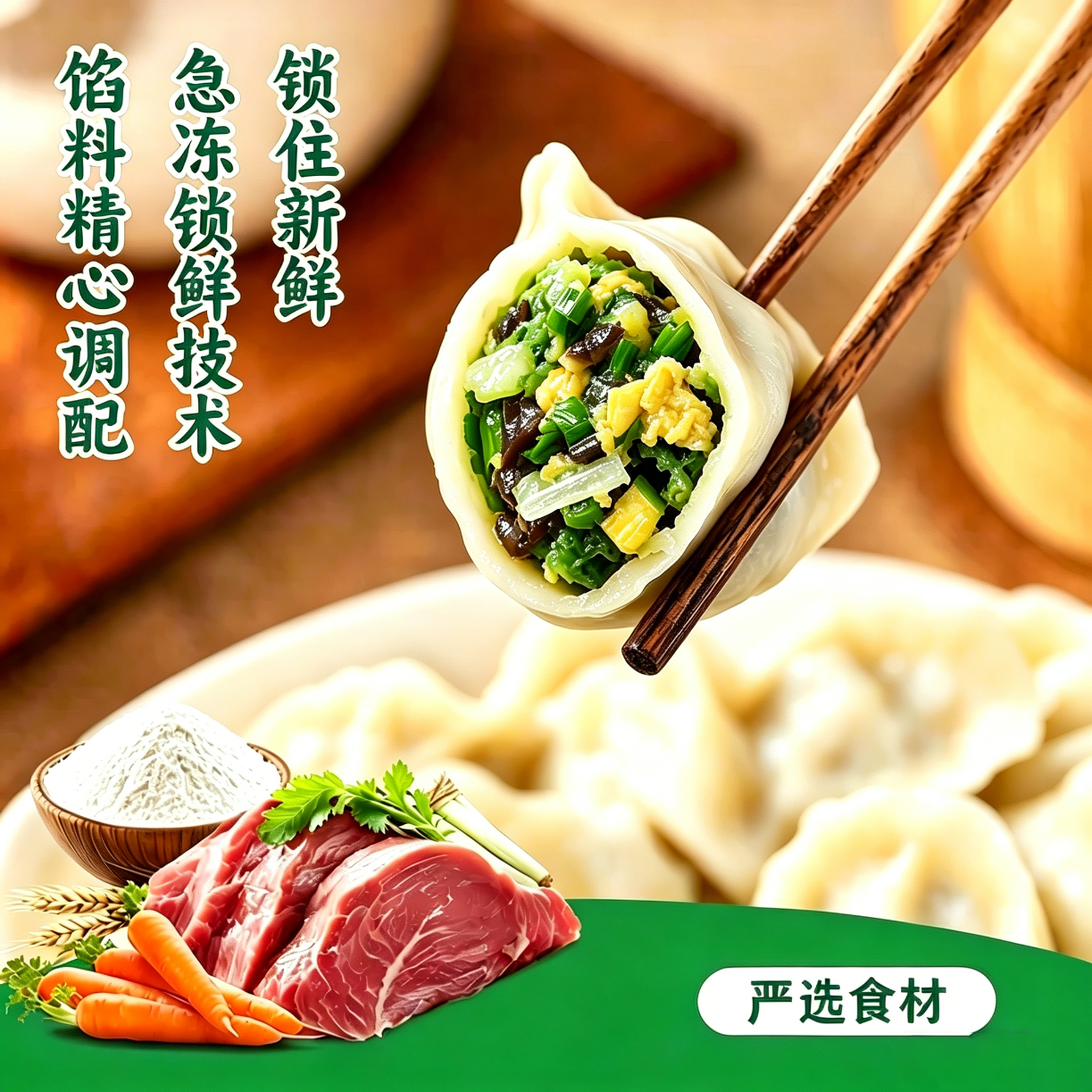 东来顺素三鲜水饺435g（24只装）清真饺子早餐半成品速食面点速冻食品