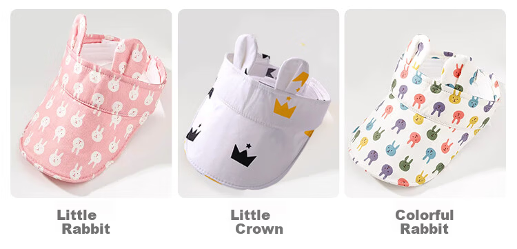 9i9 Baby Hat Summer Open-Top Sun Hat Cute 3D Design Breathable Thin Sun Protection Hat for 0-2 Years F30 Colorful Rabbit 3
