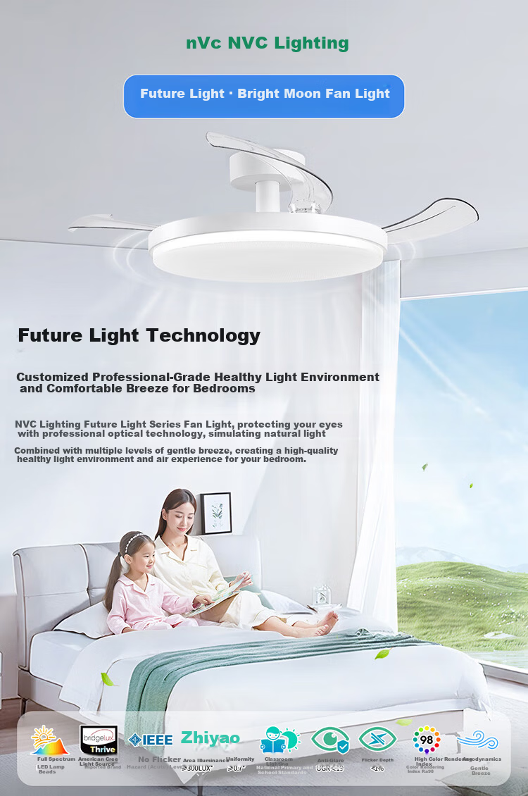 NVC LED Lighting Fan Light Integrated Ceiling Fan Light, Smart Control, Puri Full Spectrum, Level 1 Energy Efficiency, Healthy Light, 42-Inch, 60 Watts 1