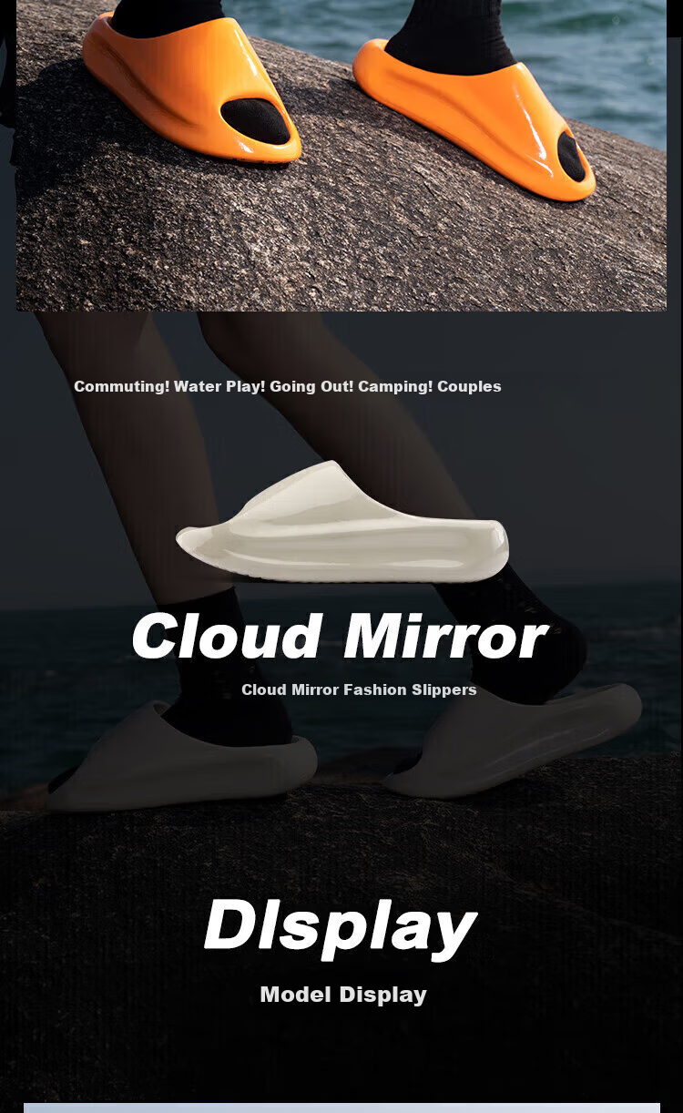 Yasuo Cloud Mirror Unisex Couple Summer Sports Outdoor Height-Increasing Pearl White Slippers Size 38-39 8