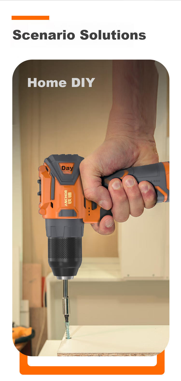 ANCHOR 16.8V Brushless Cordless Drill Lithium Electric Screwdriver DCE8 55Nm Dual Battery 2.0Ah Plastic Case 9