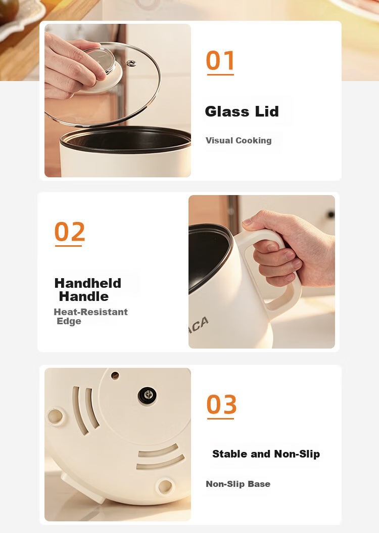 ACA Price Protection 618 Electric Cooking Pot Dormitory Small Electric Pot Electric Steamer Student Dormitory All-in-One Instant Noodle Mini Hot Pot Multifunctional Electric Heating Pot Z100 10