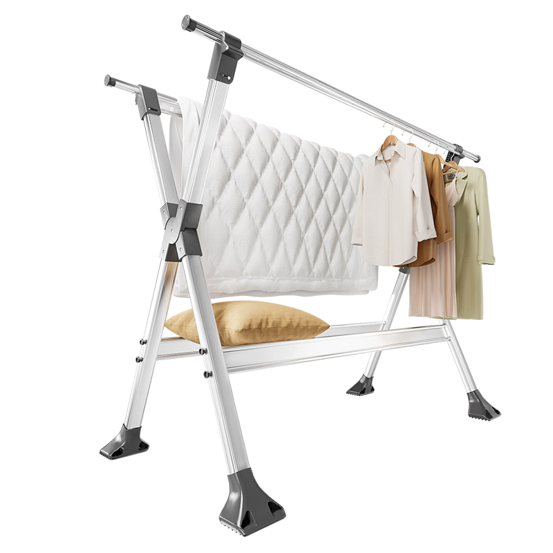 MARYYA Aluminum Alloy Clothes Drying Rack, Floor-Standing X-Shaped Drying Rod, Foldable Indoor/outdoor Balcony Movable Clothes Hanger