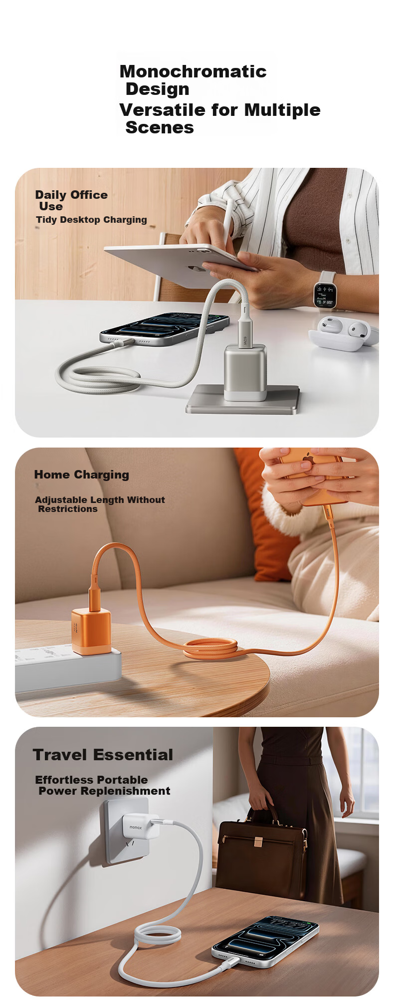 MOMAX Apple 17 Charger Set PD 45W GaN Fast Charger AVS Protocol Type-C Compatible 40W for iPhone 17/16 Pro Max iPad 7