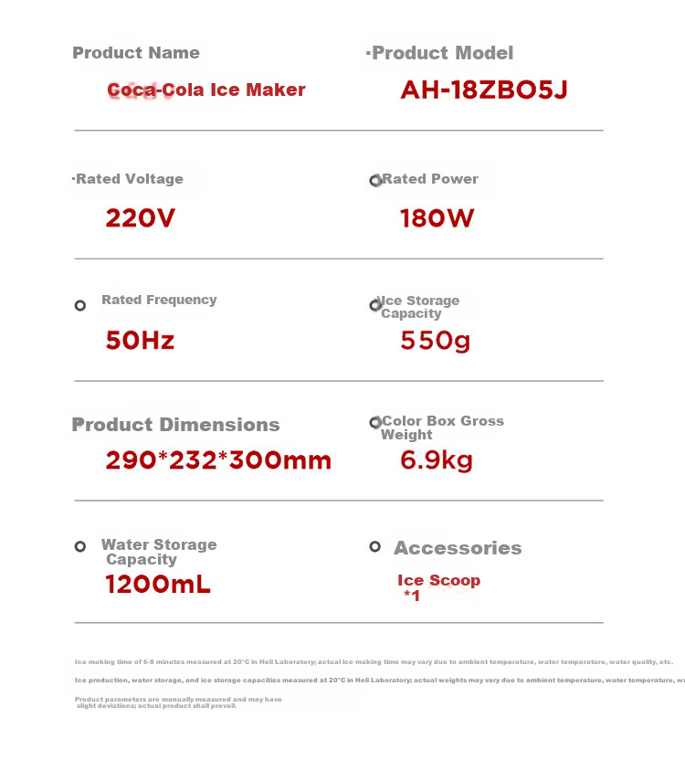 Coca-Cola Home Use Small Fully Automatic Ice Maker One-Key Cleaning Bullet Ice Mini Dormitory Ice Machine Adjustable Ice Size Portable 1.2L About 100 Ice Cubes AH-18ZB05J 21
