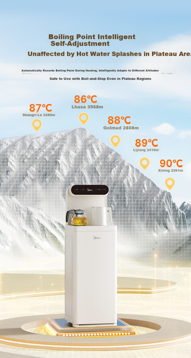 Midea White Moonlight Tea Bar Water Dispenser Home 2026 New Electric Kettle Hot Water Boiler Living Room Vertical Barrel Bottom Tea Bar Cabinet YCR-2666 5