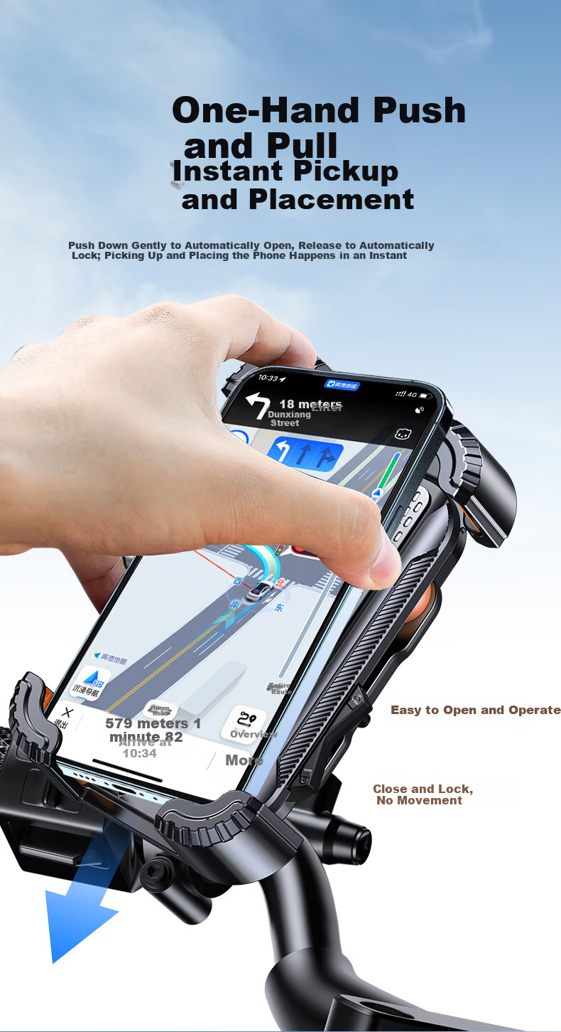 Xuanqin Xuanxiang Electric Bike Phone Holder Universal Battery Bicycle Delivery Navigation Riding Motorcycle Anti-Shake Anti-Drop Phone Mount 8