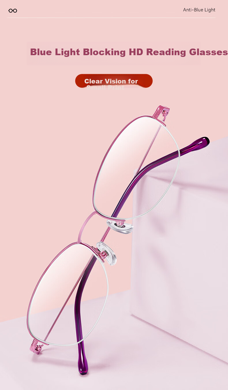 Sunset Red [Youthful Style Age-Reducing] Anti-Blue Light Fashion Ultra-Light Reading Glasses for Women E2021F 100 Degree 2