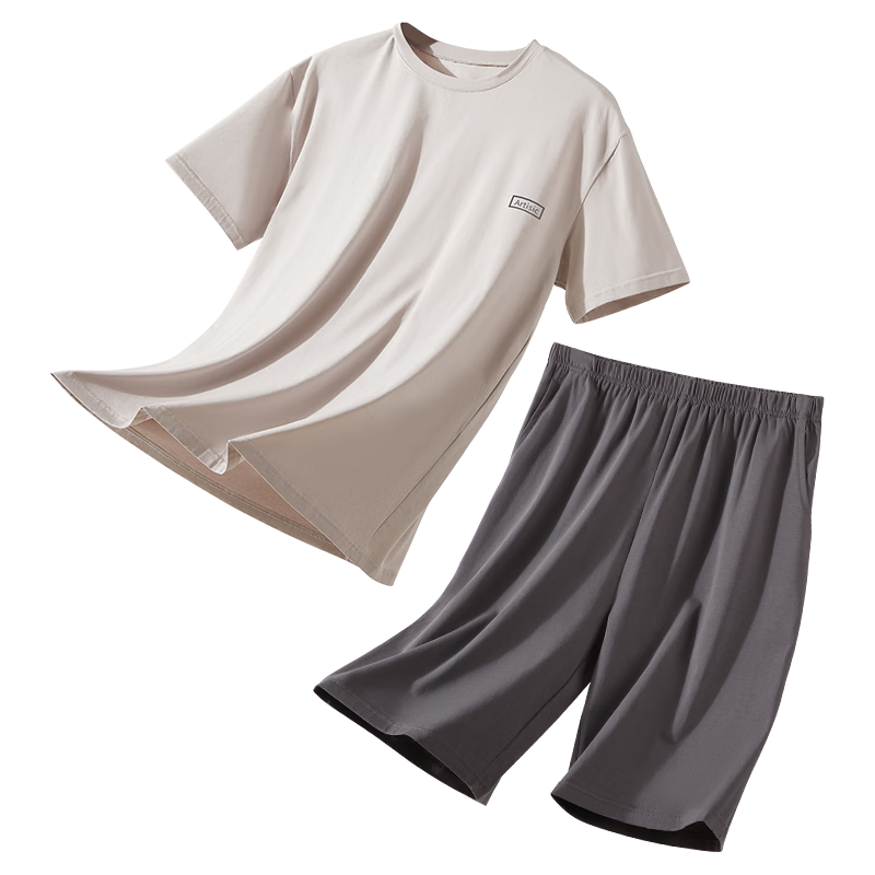 MiiOW Children's Pajamas, Youth Summer Pure Cotton Short-Sleeve Shorts Pajama Set, Puberty Wearable Loungewear Set