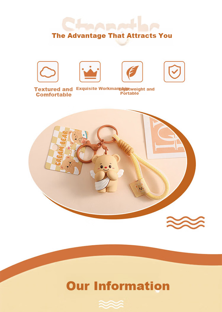TaTanice Butter Bear Keychain Pendant Girls Backpack Charm Doll Toy Kids Children's Day Gift 1
