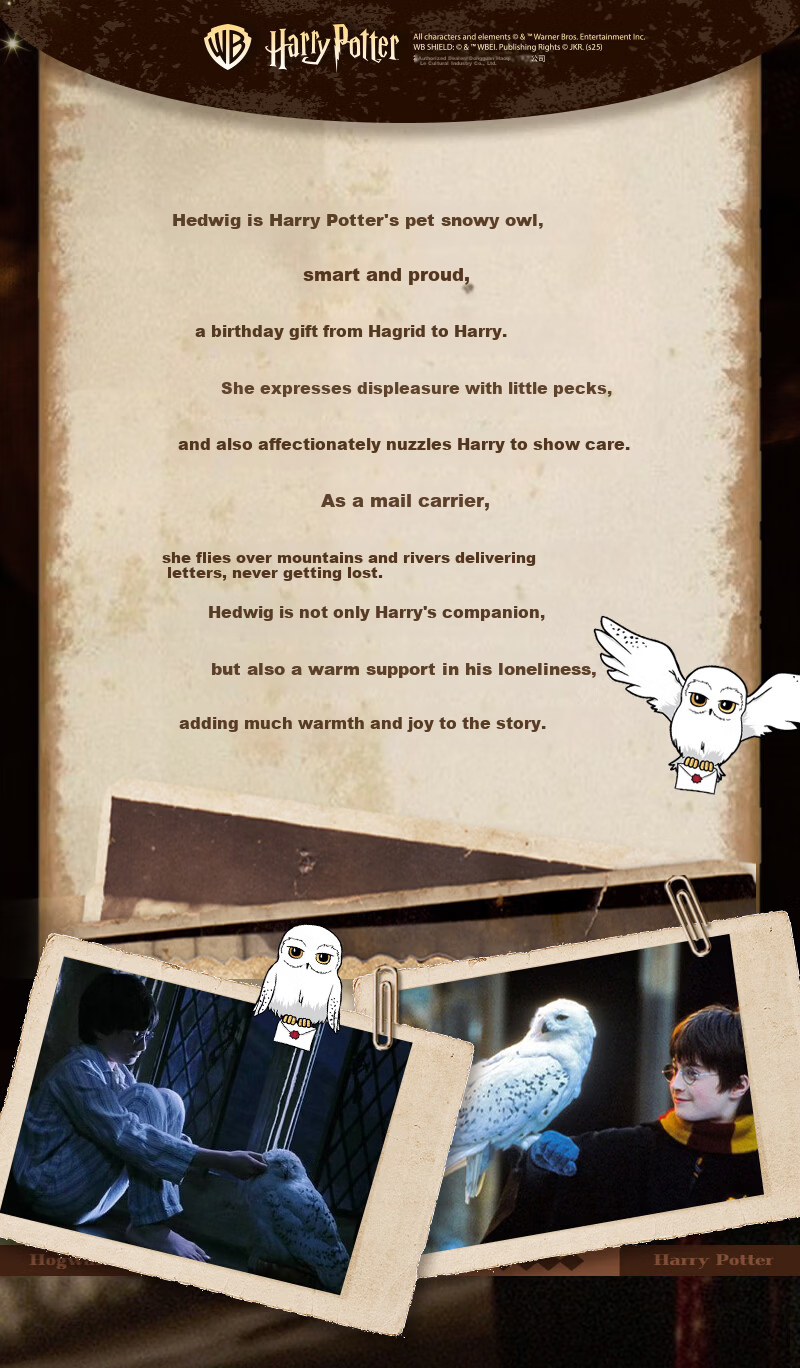 Haoqile Harry Potter Hedwig Eye Mask 20cm Plush Official Owl Figurine Decoration Gift 2