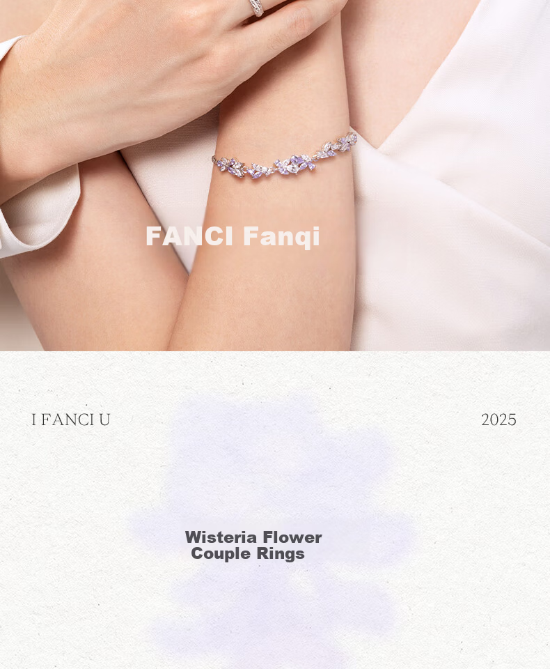 FanciFanci Wisteria Couple Silver Rings Pair Anniversary Birthday Gift for Girlfriend Size 12 2