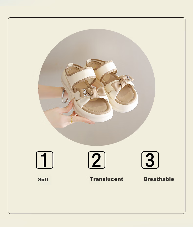 CARTELO Women's Summer Sandals Thick Soft Sole Bow Slip-On Beach Shoes 1883 Beige Size 35 1