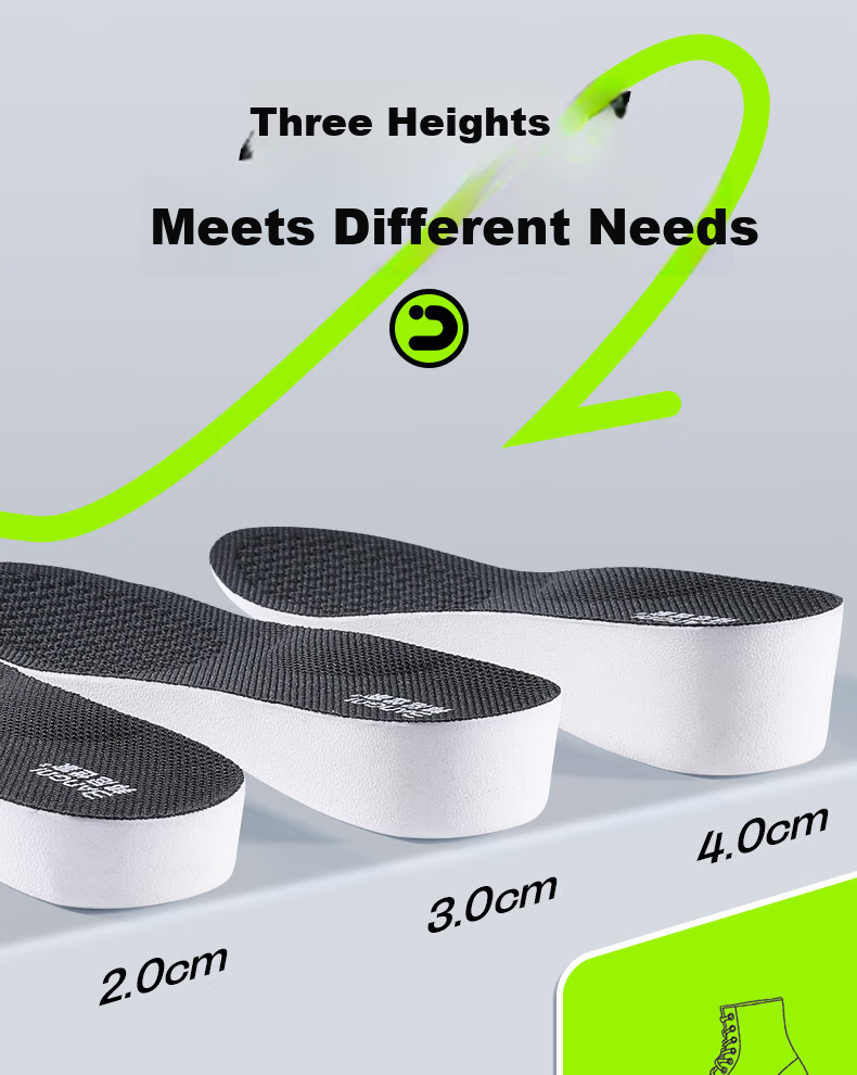 Bonnie Family Men's Height Increasing Insoles Sweat-Absorbing Odor-Resistant Shock-Absorbing Breathable Invisible Height Increase Full Insoles Summer 3
