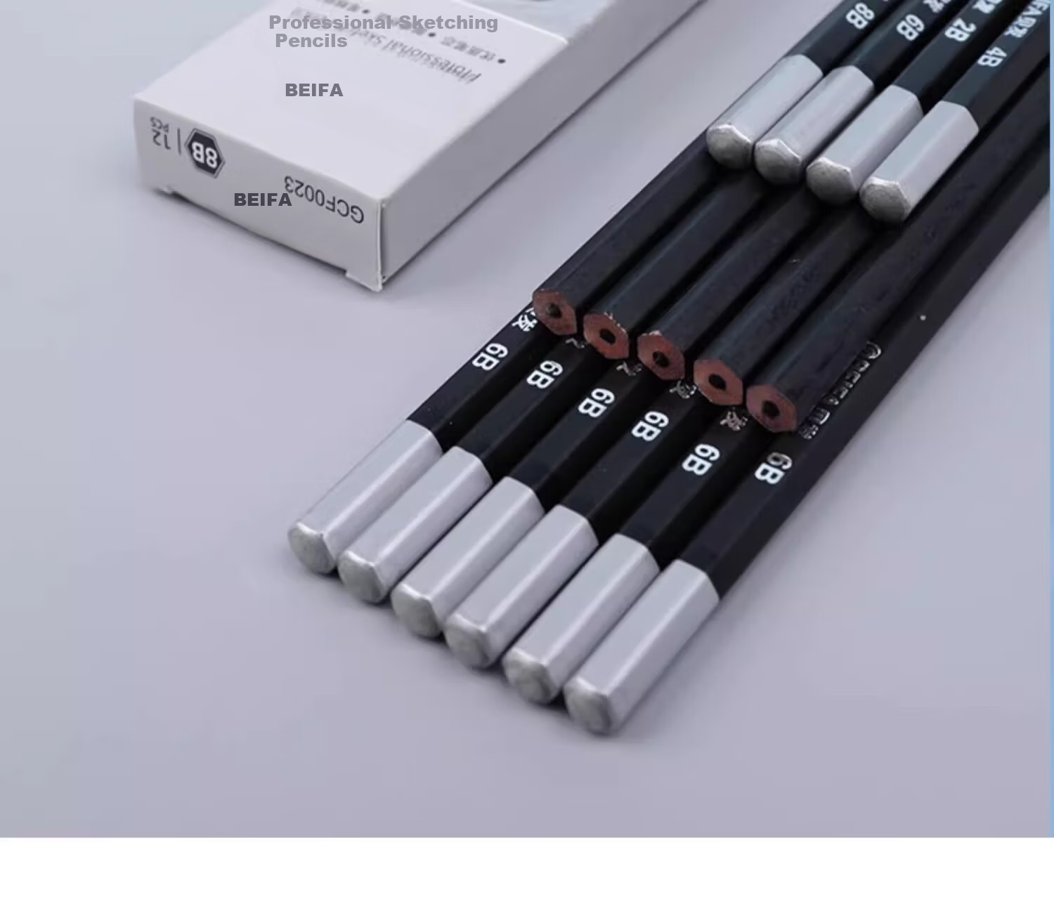BEIFA Sketch Pencil 2B Drawing Pencil Beginner Charcoal Pencil HB 4B 6B 8B Art Supplies Drawing Set 2B 12pcs/Set Back to School Essential 6