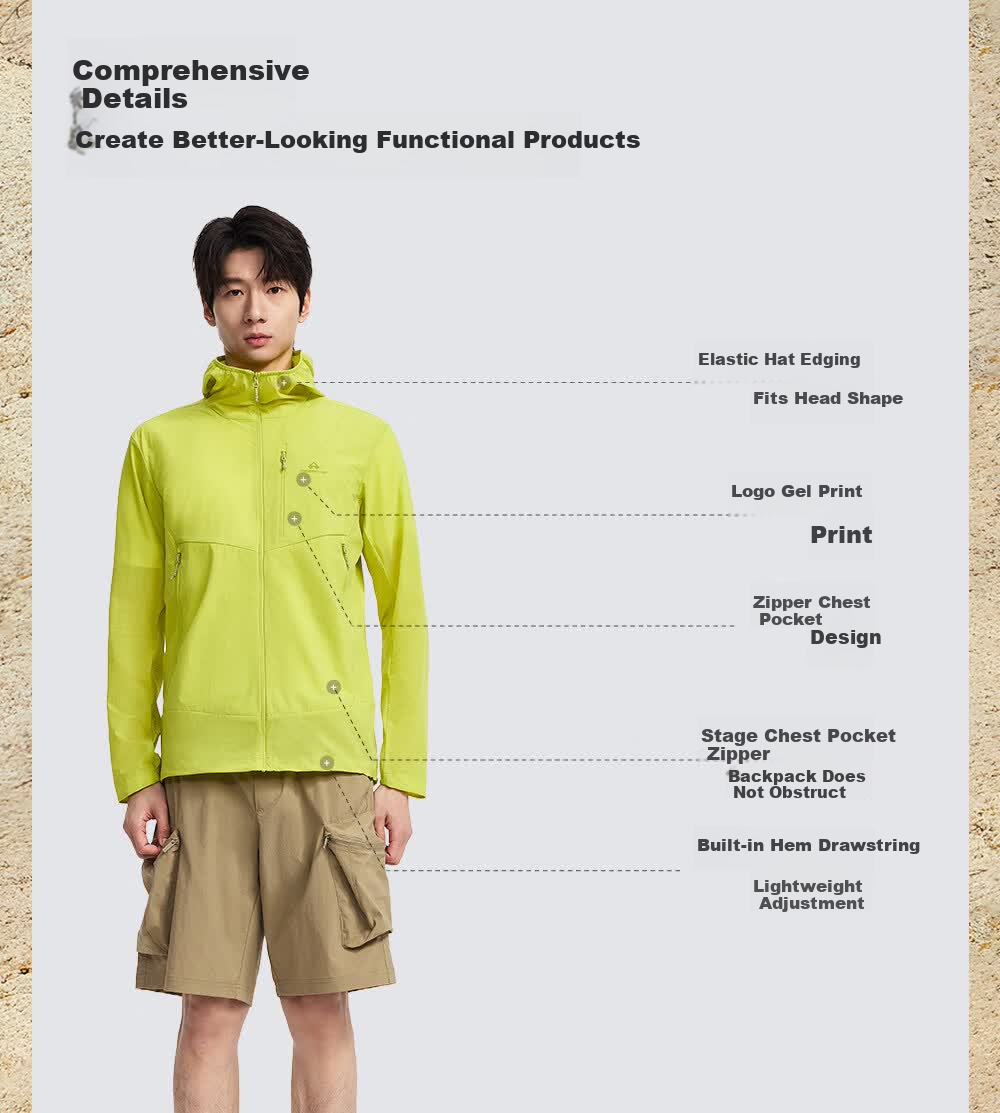 Pioneer Camp Fengdie Pro Men's Summer Outdoor Breathable Water-Repellent UV Protection Hooded Sun Protection Jacket 3