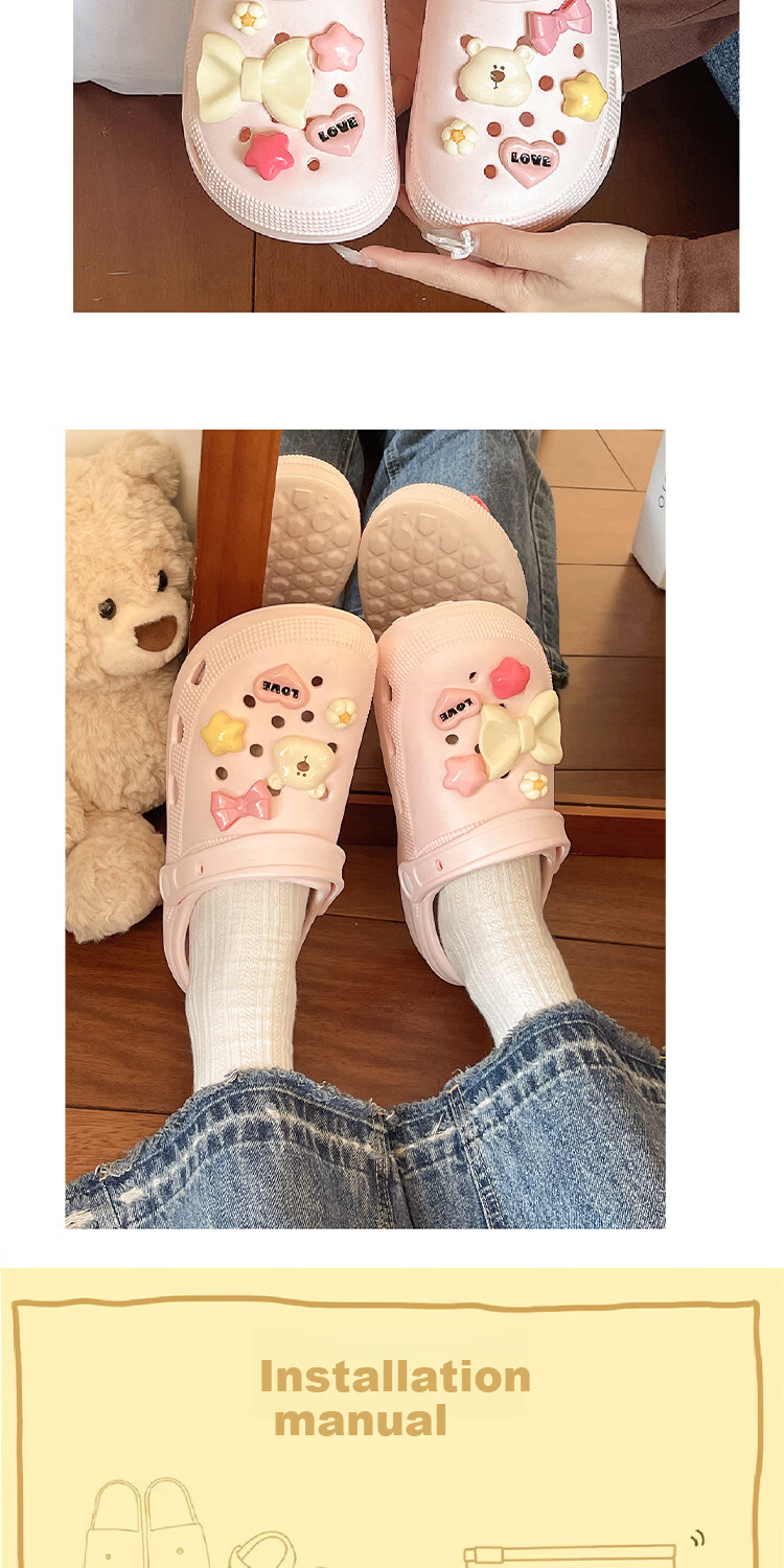 AILAIJIA Starlight Bear Height Increasing Clog Sandals for Women Beach Shoes White Size 40-41 14
