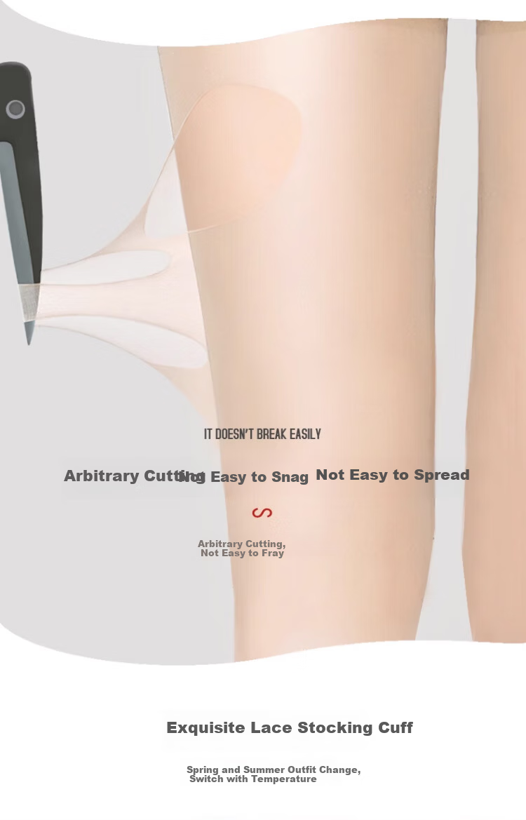 LangSha Spring Summer New Plus Size Thin Anti-Snag Over-the-Knee Lace Trim Stockings for Plus Size Women 9