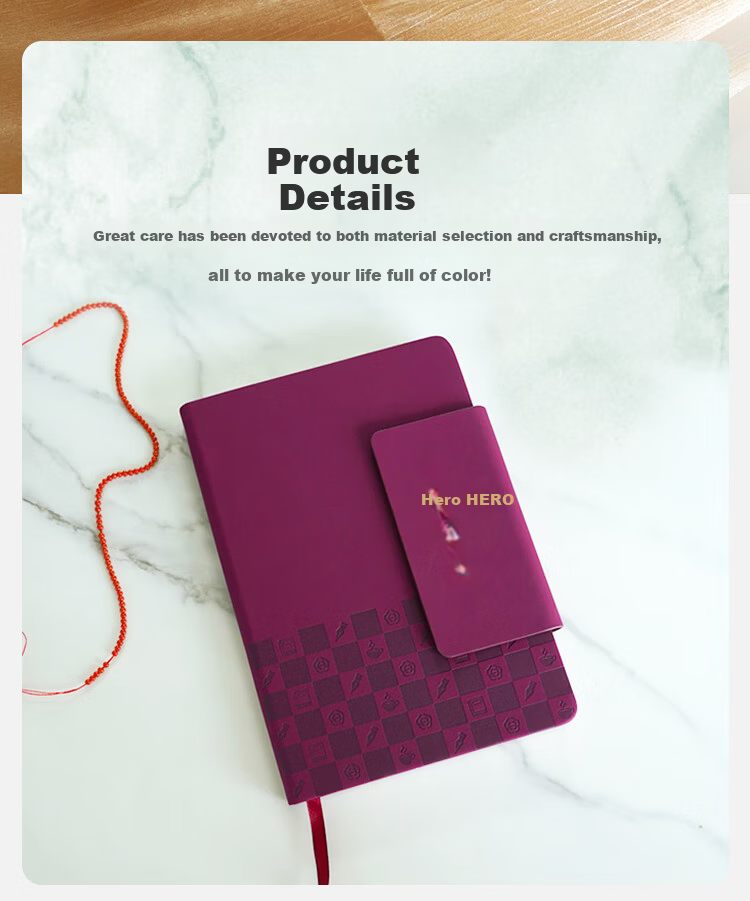 HERO A5 Business Notebook Magnetic Buckle Pen Holder Thickened Hard Cover Leather High-End Gift Meeting Office Stationery Lined Tearable Diary Journal 5